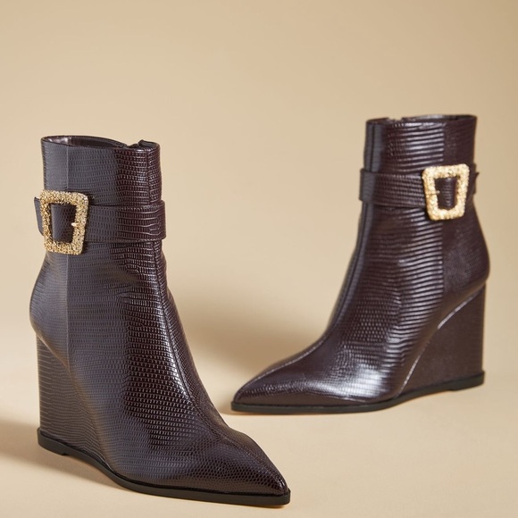 Sam Edelman Weslie Point Toe Wedge Ankle Boots - Picture 2 of 13